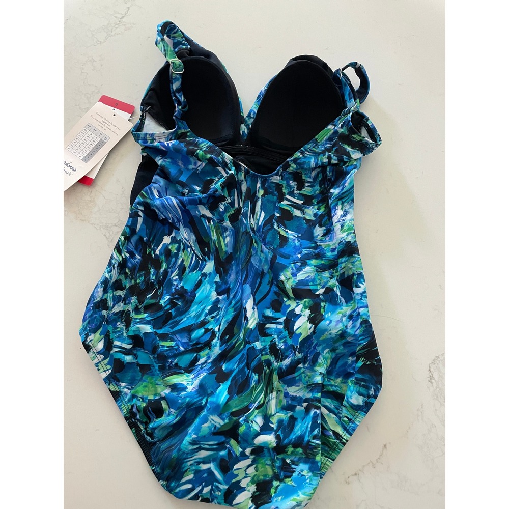 Miradonna by Miraclesuit One Piece Swimsuit Blue Sheer Bodice Size 8 1974174 NEW - Picture 6 of 7